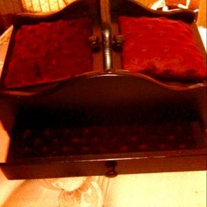 hand made black and Burgundy jewelry box .